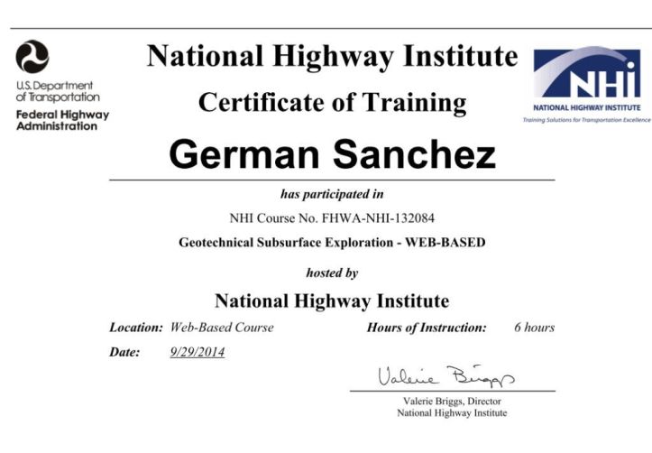 Certificado de Aprovechamiento el curso